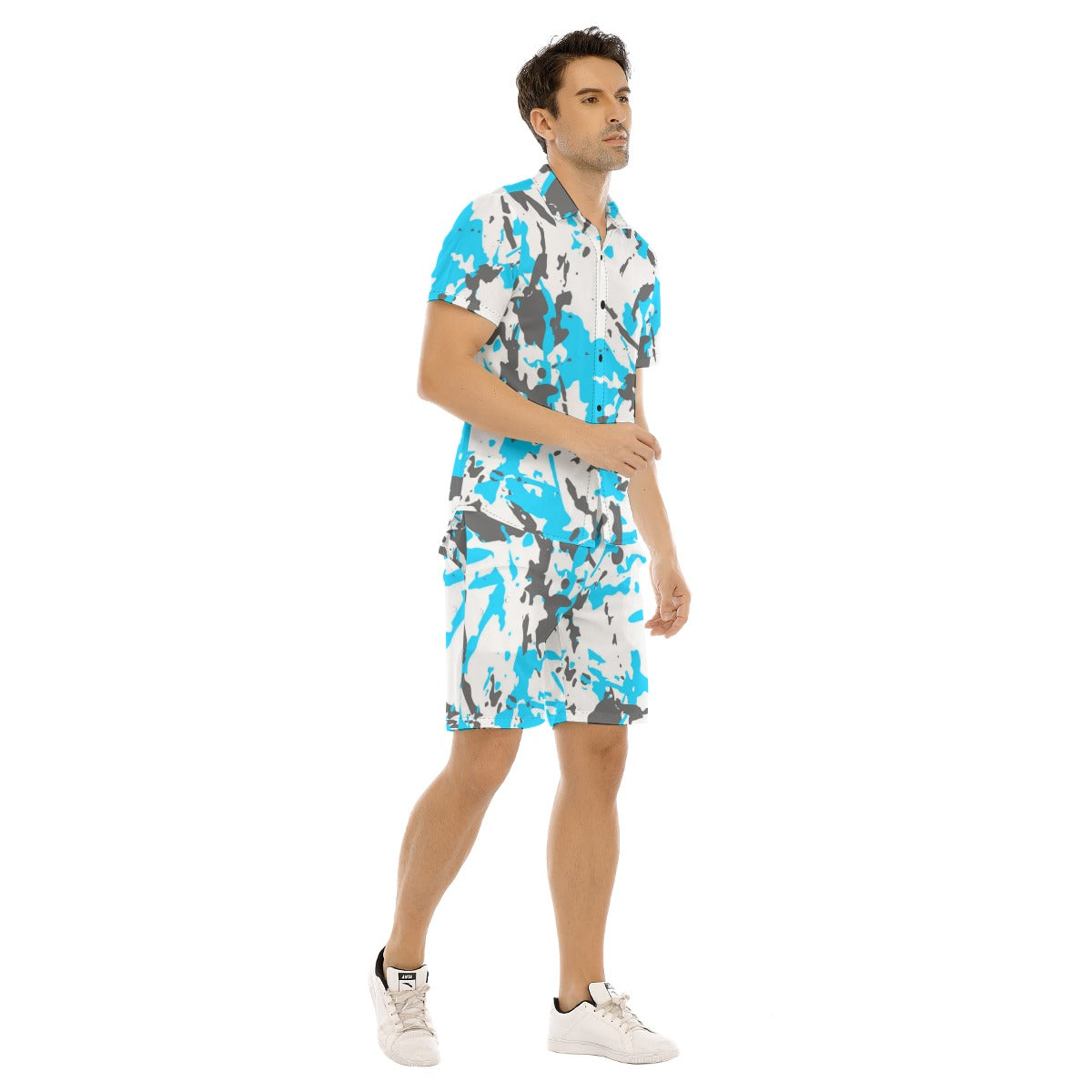Men's Paint Splatter Short Sleeve Shirt Set