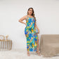 Women's Tropic Summer Vibes Oblique-Shoulder Exposure Dress With Side Split (Plus Size)