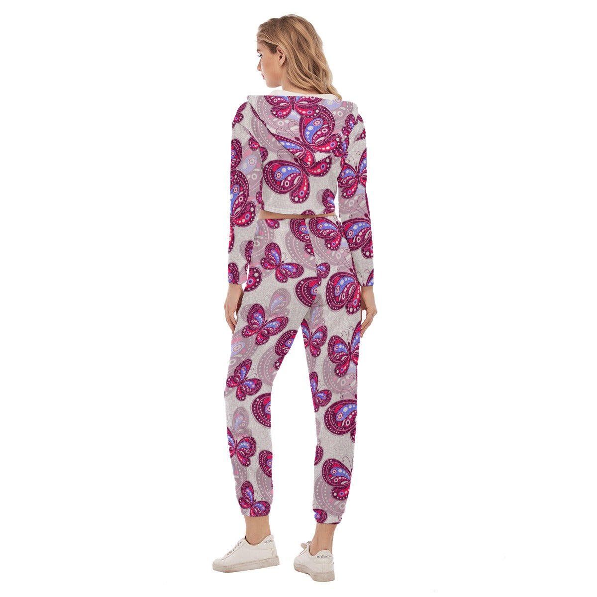 Women's Spring Time Vibes Crop Hoodie Sports Set