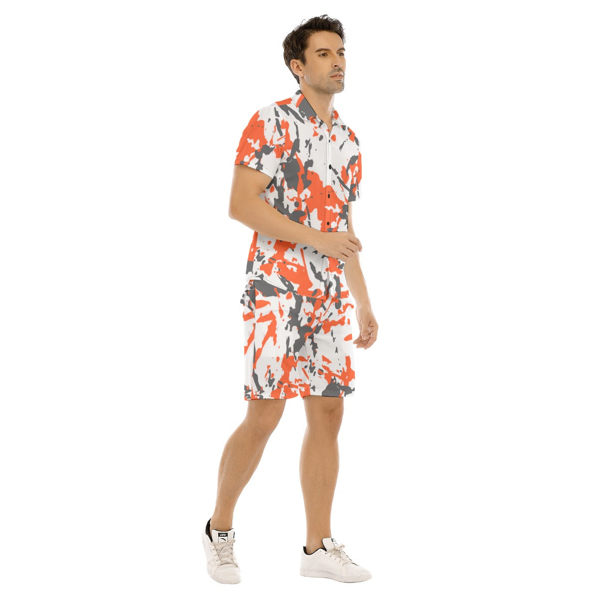 Men's Paint Splatter Short Sleeve Shirt Set