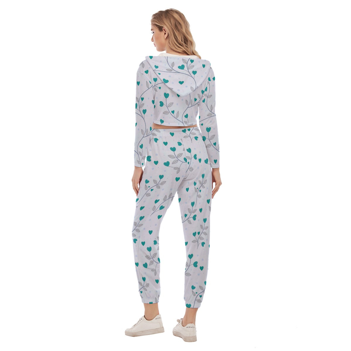 Queen Of Hearts Women's Crop Hoodie Sports Set
