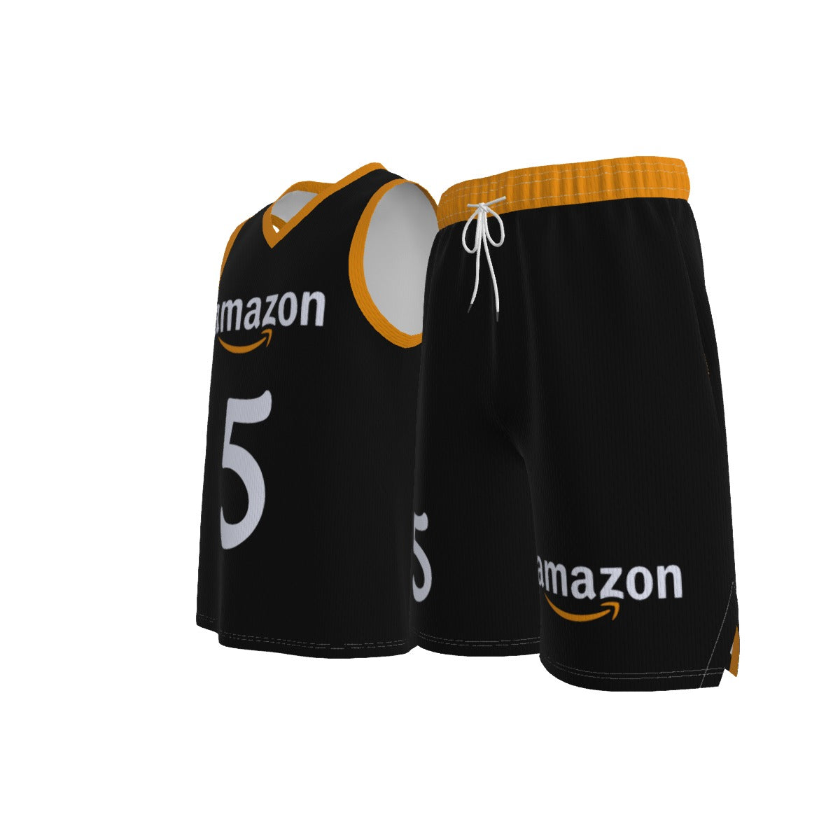 Black Amazon V Neck Basketball Suit
