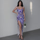 Women's Cute Floral Long Dress with Slit