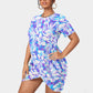 Women's Beach Vibes Stacked Hem Dress With Short Sleeve（Plus Size）