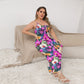 Women's Exotic Orchid Flowers Oblique-Shoulder Exposure Dress With Side Split (Plus Size)
