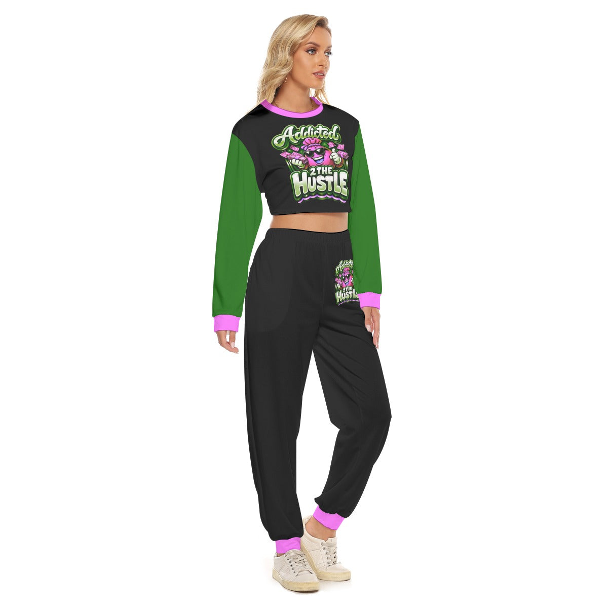 Addicted 2 The Hustle Women's Crop Sweatshirt Suit