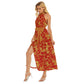 Women's Beach Vibes Wrap Hem Belted Halter Dress