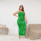 Women's Beach Vibes Oblique-Shoulder Exposure Dress With Side Split (Plus Size)