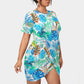 Women's Tropic Summer Vibes Stacked Hem Dress With Short Sleeve（Plus Size）
