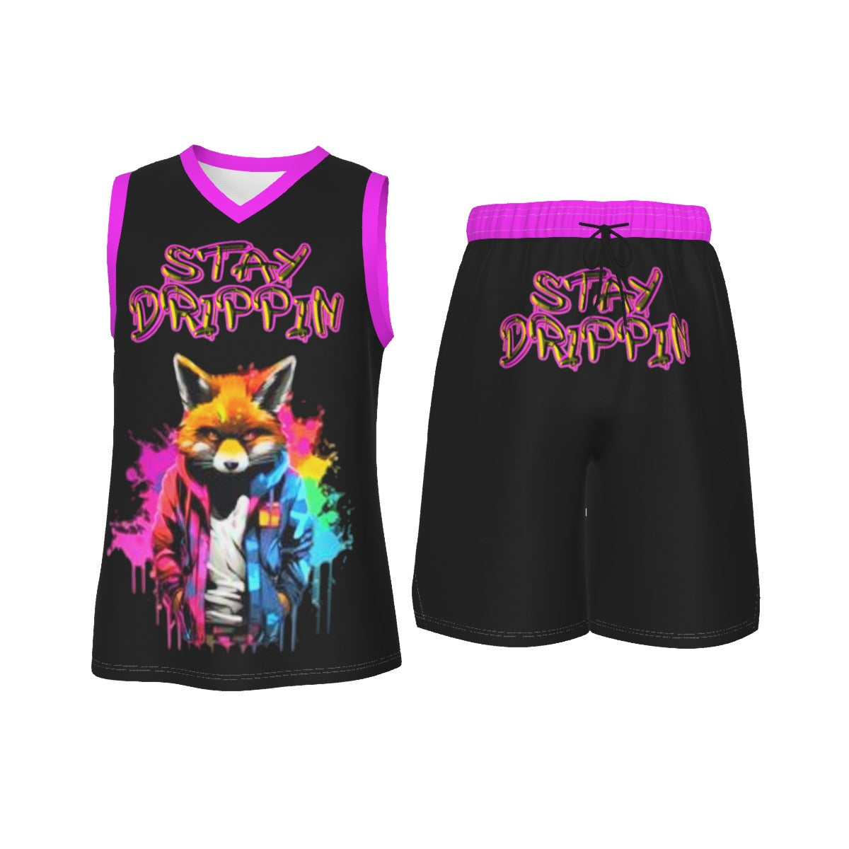 Stay Drippin Men's V Neck Basketball Suit