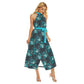 Women's Cute Floral Wrap Hem Belted Halter Dress