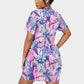 Women's Tropic Summer Vibes Stacked Hem Dress With Short Sleeve（Plus Size）