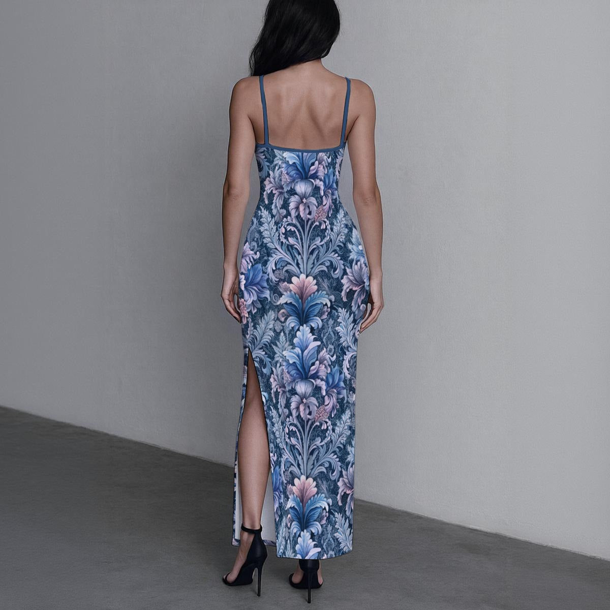 Women's Cute Floral Long Dress with Slit