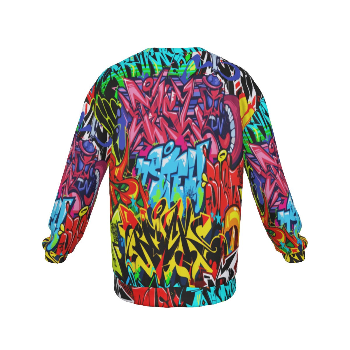 Graffiti Style Men's Drop Shoulder Round Neck Long-Sleeved Sweatshirt