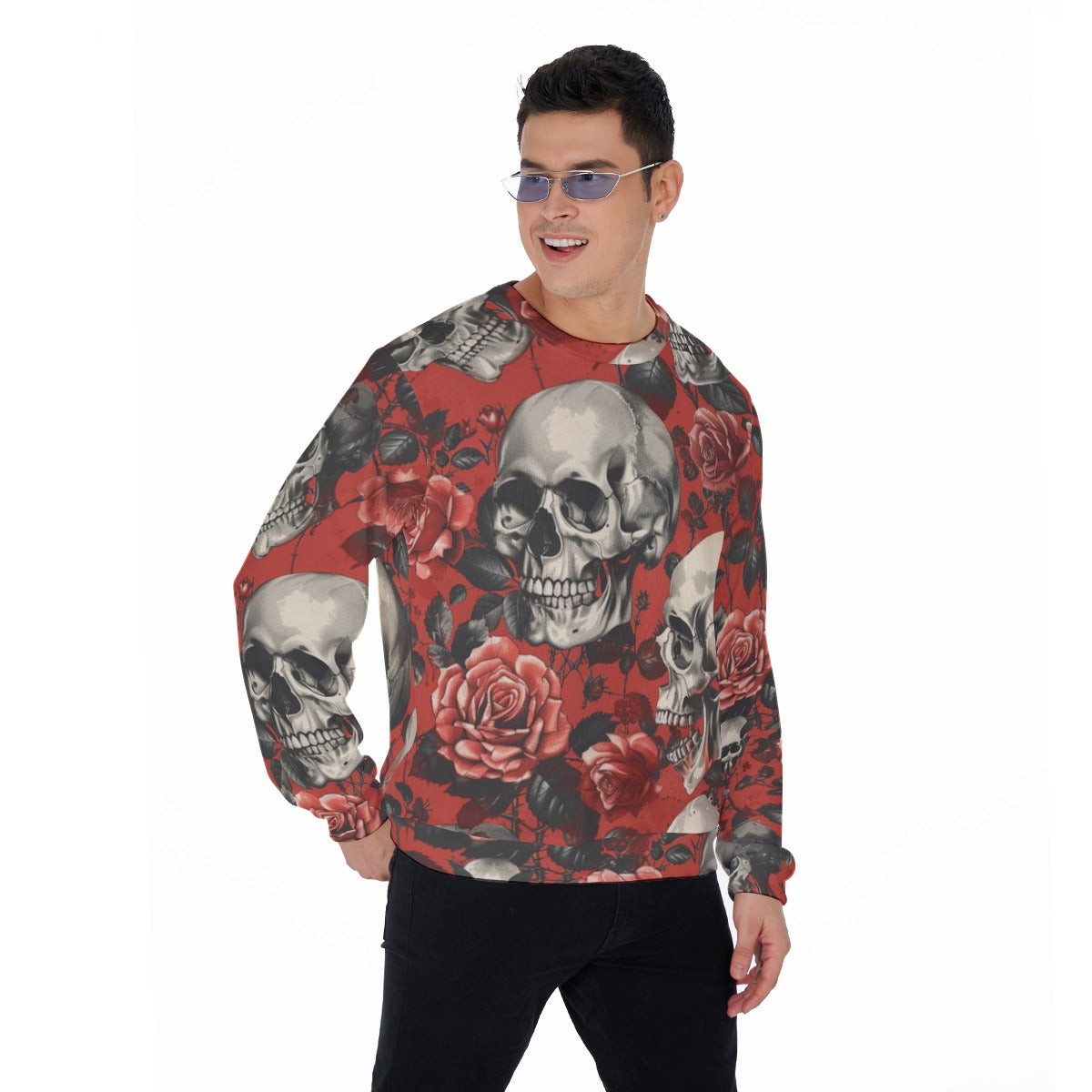 Men's Skulls & Roses Thicken Sweater