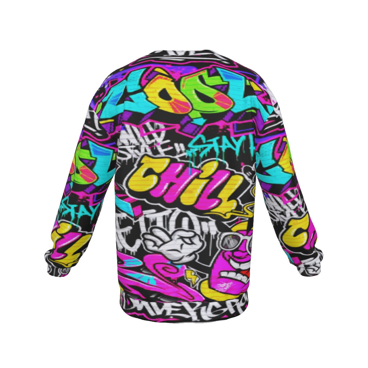 Graffiti Style Men's Drop Shoulder Round Neck Long-Sleeved Sweatshirt