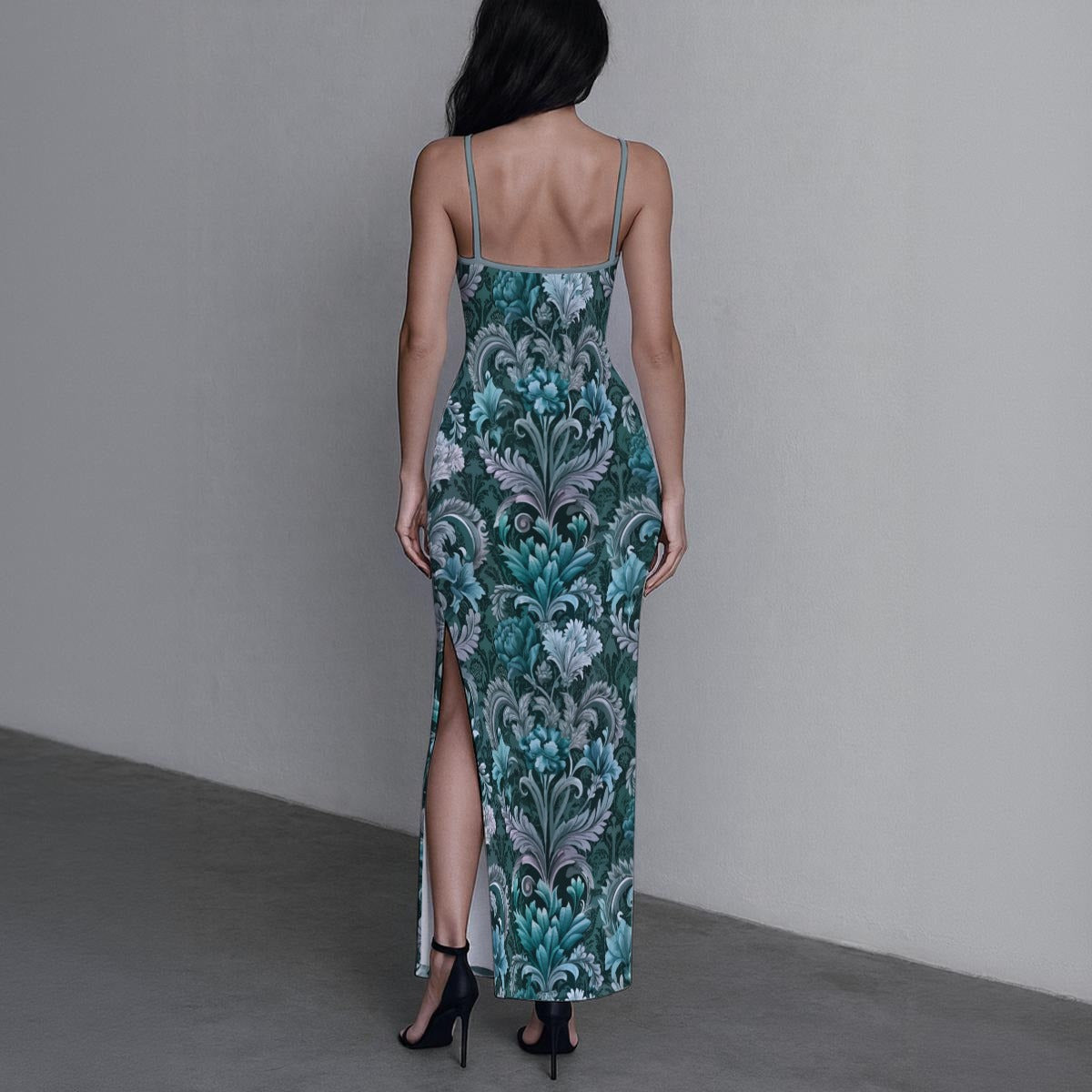 Women's Cute Floral Long Dress with Slit