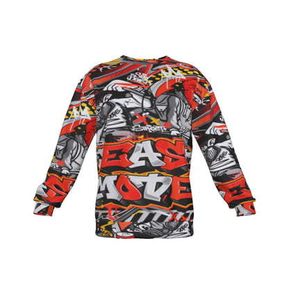 Graffiti Style Men's Drop Shoulder Round Neck Long-Sleeved Sweatshirt