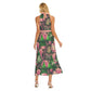 Women's Tropic Summer Vibes Wrap Hem Belted Halter Dress