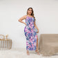 Women's Tropic Summer Vibes Oblique-Shoulder Exposure Dress With Side Split (Plus Size)