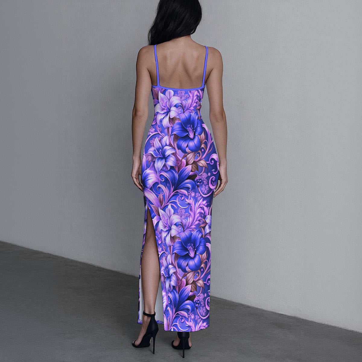 Women's Whispering Petals Long Dress with Slit