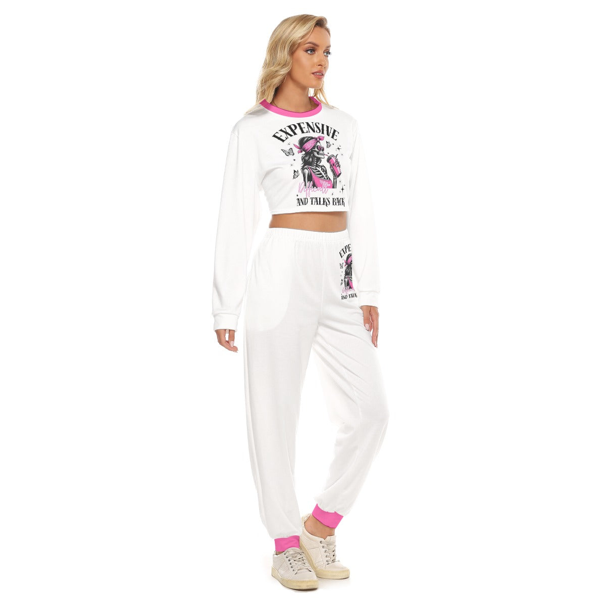 Expensive & Talks Back Women's Crop Sweatshirt Suit