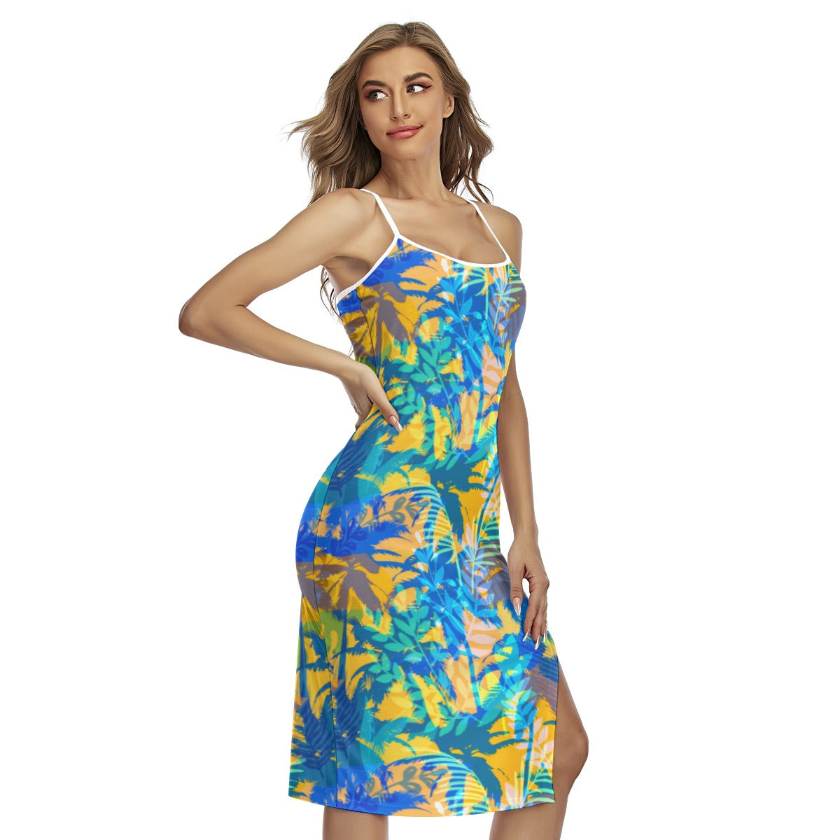 Tropic Summer Vibes Back Cross Cami Dress