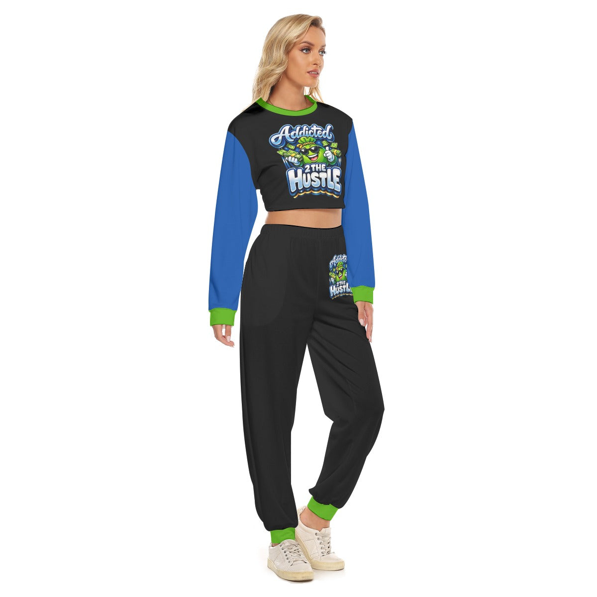 Addicted 2 The Hustle Women's Crop Sweatshirt Suit