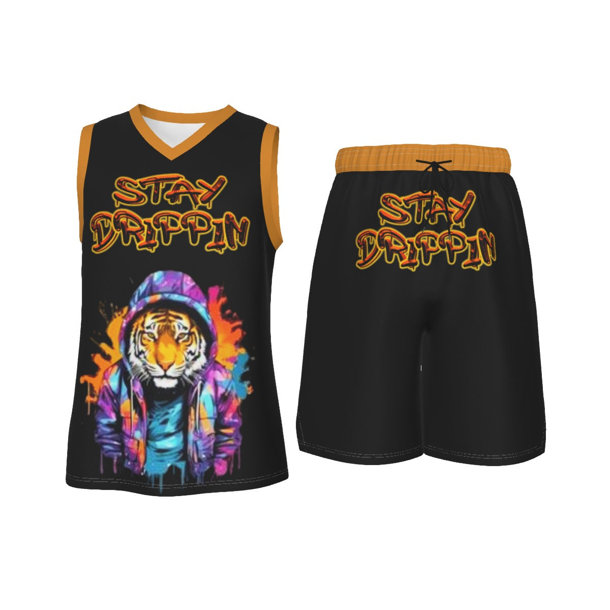 Stay Drippin Men's V Neck Basketball Suit