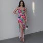 Women's Exotic Orchid Flowers Long Dress with Slit