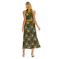 Women's Cute Floral Wrap Hem Belted Halter Dress