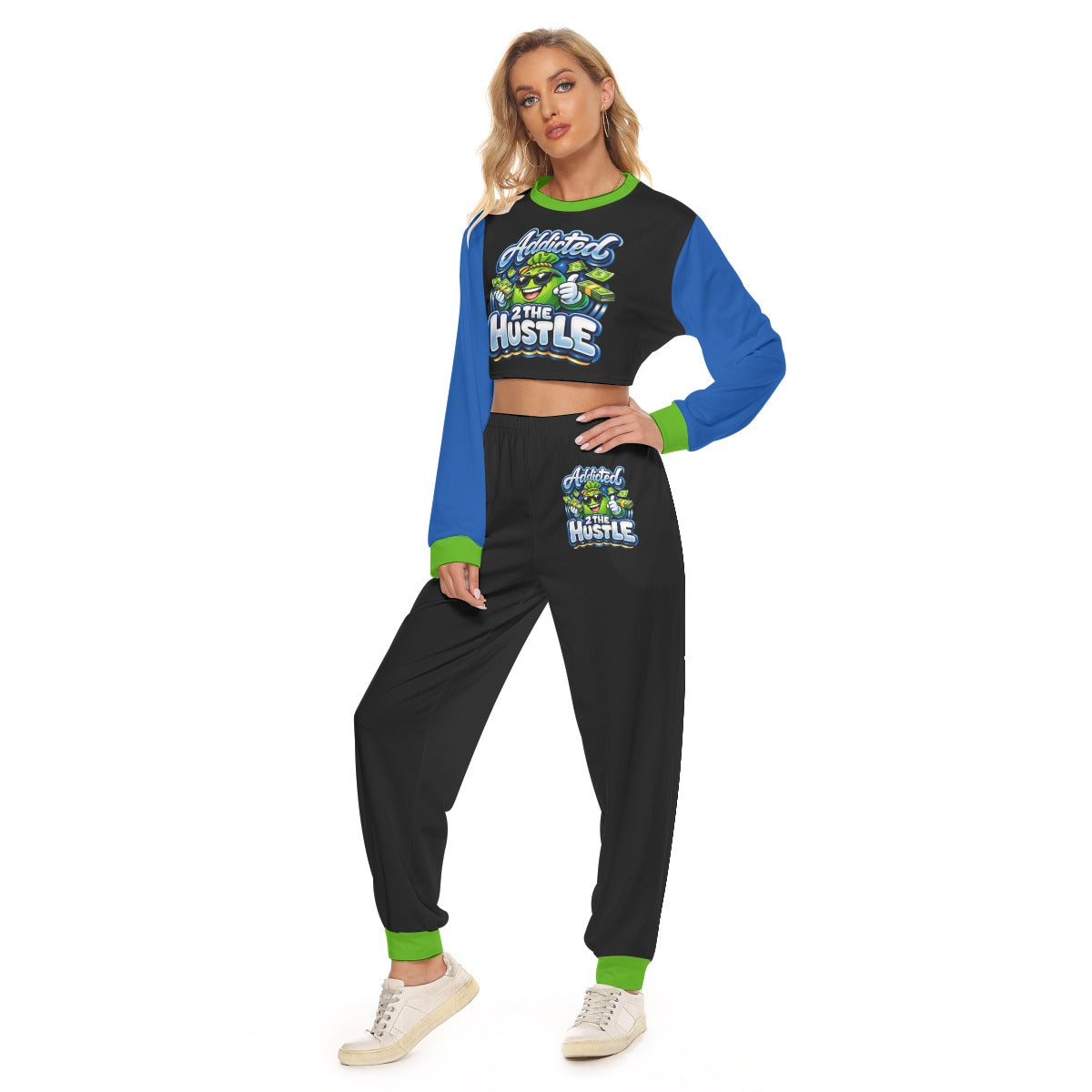 Addicted 2 The Hustle Women's Crop Sweatshirt Suit