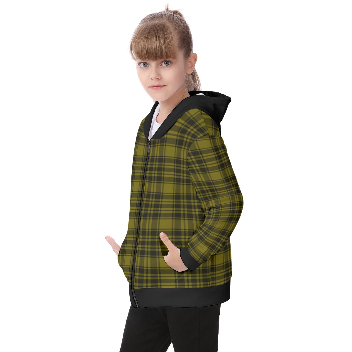 Kid's Plaid KMK Heavy Fleece Zip Up Hoodie