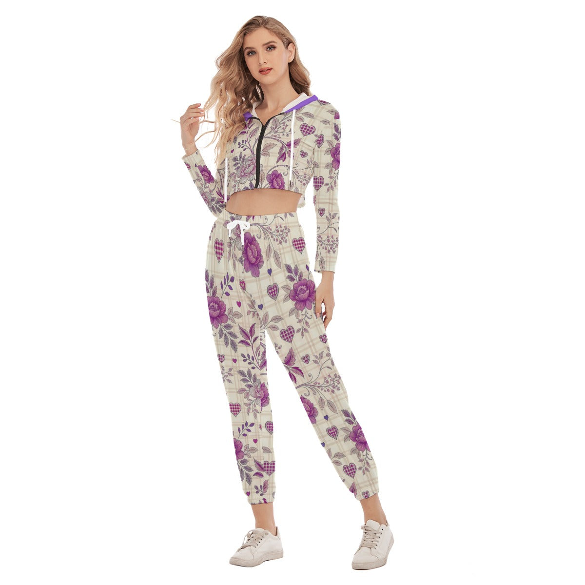 Women's Lavender Dreams Crop Hoodie Sports Set