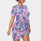 Women's Tropic Summer Vibes Stacked Hem Dress With Short Sleeve（Plus Size）