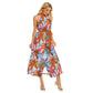 Women's Tropic Summer Vibes Wrap Hem Belted Halter Dress