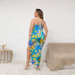 Women's Tropic Summer Vibes Oblique-Shoulder Exposure Dress With Side Split (Plus Size)