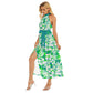 Women's Beach Vibes Wrap Hem Belted Halter Dress