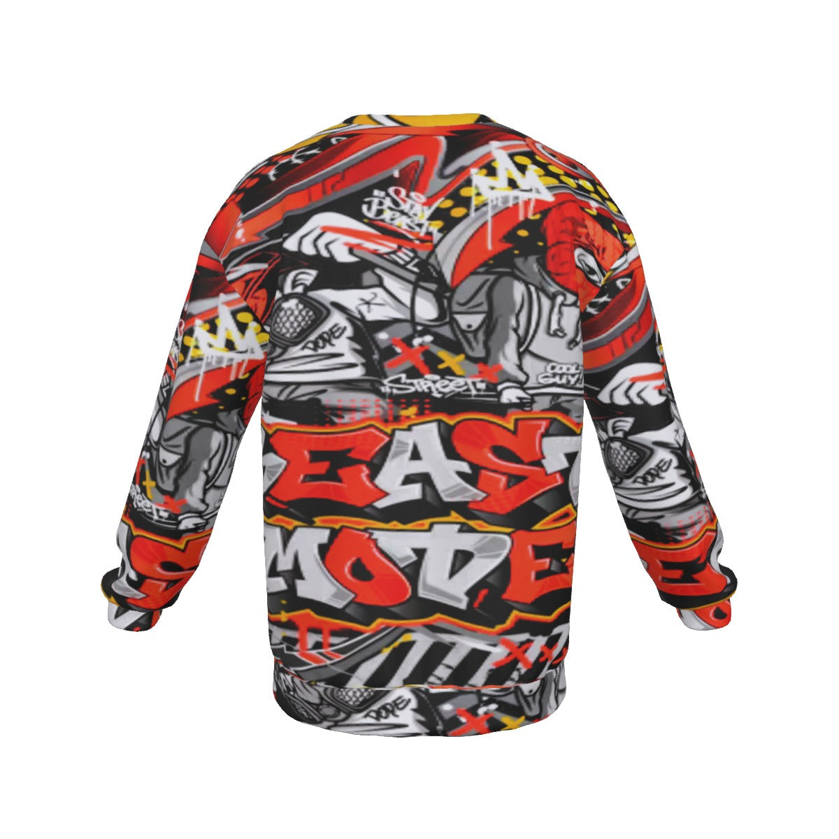 Graffiti Style Men's Drop Shoulder Round Neck Long-Sleeved Sweatshirt