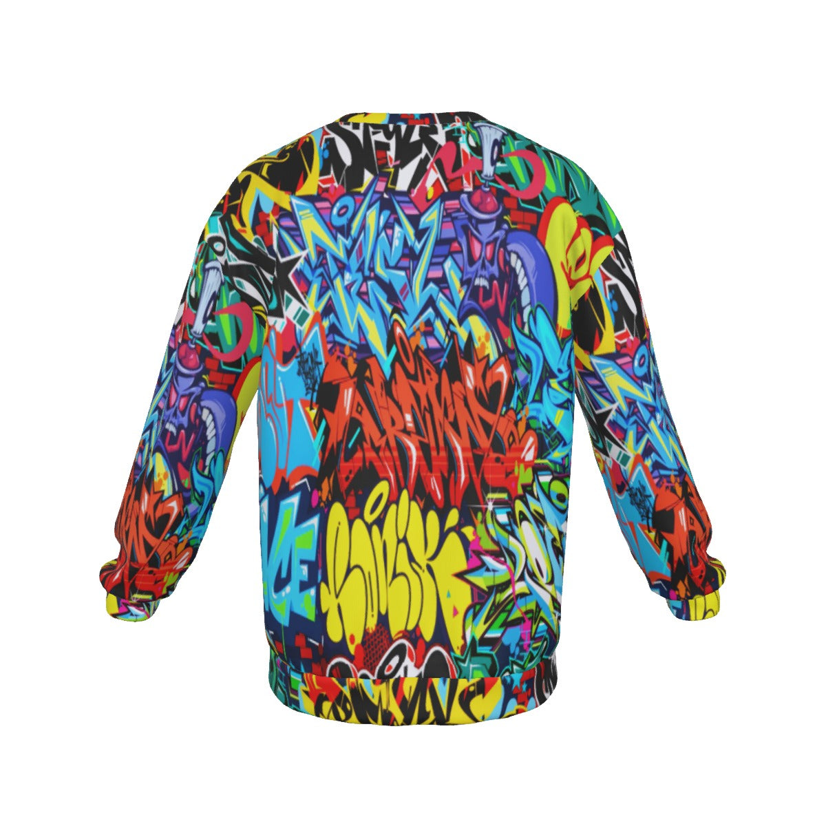 Graffiti Style Men's Drop Shoulder Round Neck Long-Sleeved Sweatshirt