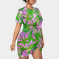 Women's Tropic Summer Vibes Stacked Hem Dress With Short Sleeve（Plus Size）