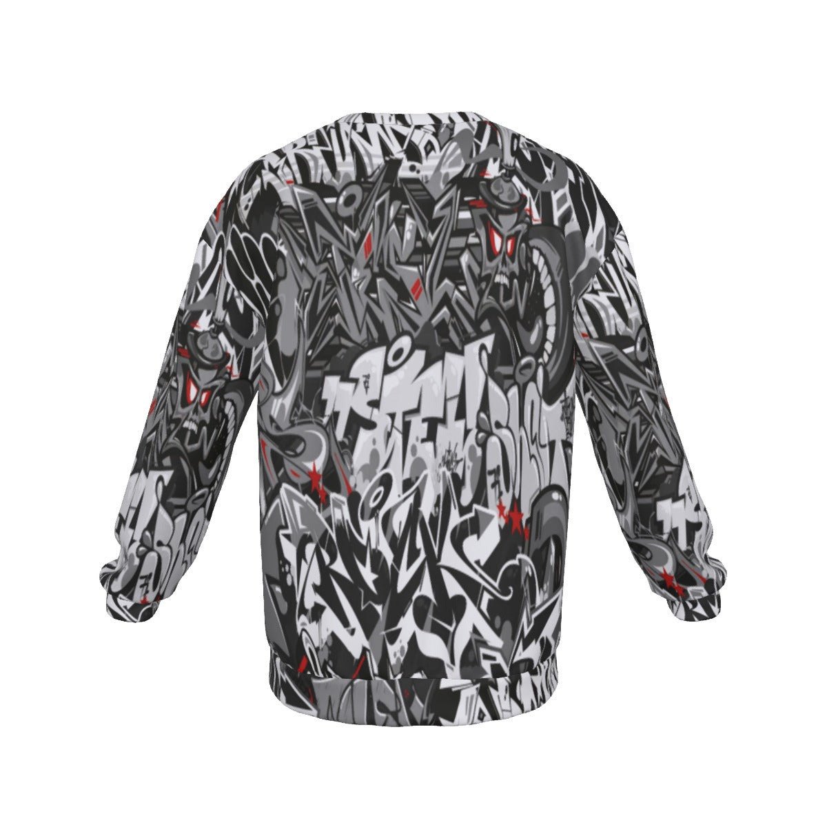 Graffiti Style Men's Drop Shoulder Round Neck Long-Sleeved Sweatshirt