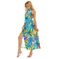 Women's Tropic Summer Vibes Wrap Hem Belted Halter Dress