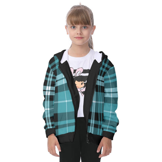 Kid's Plaid KMK Heavy Fleece Zip Up Hoodie