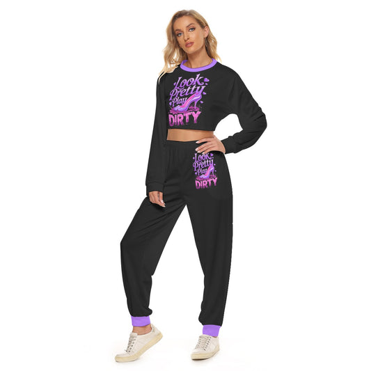 Look Pretty Play Dirty Women's Crop Sweatshirt Suit