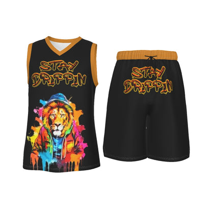 Stay Drippin Men's V Neck Basketball Suit