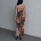 Women's Cute Floral Long Dress with Slit