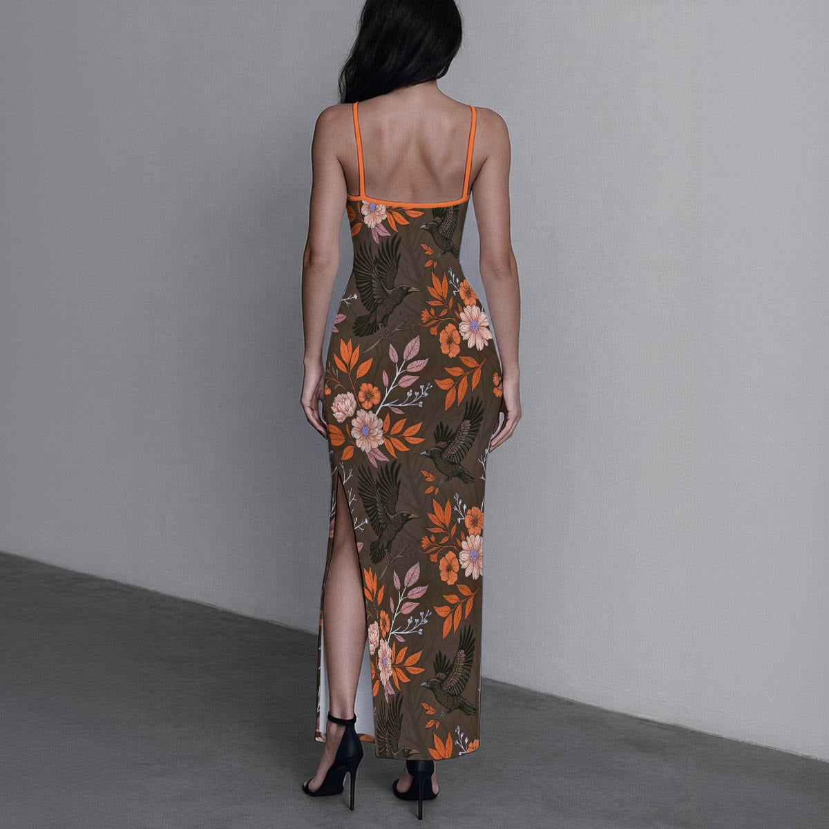 Women's Cute Floral Long Dress with Slit