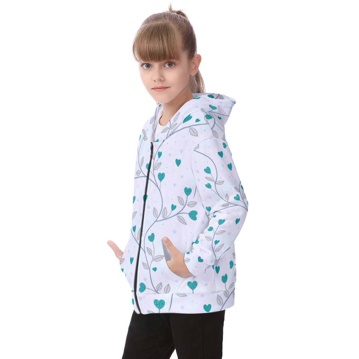Kid's Queen Of Hearts Heavy Fleece Zip Up Hoodie