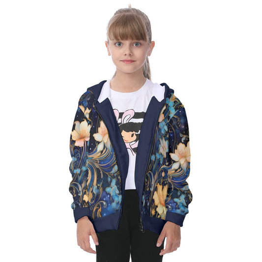 Kid's Watercolor Night Heavy Fleece Zip Up Hoodie